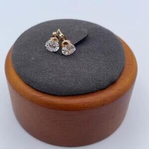 14K Yellow Gold Studs Earrings Brilliant 5mm CZ Solid Gold Minimalist